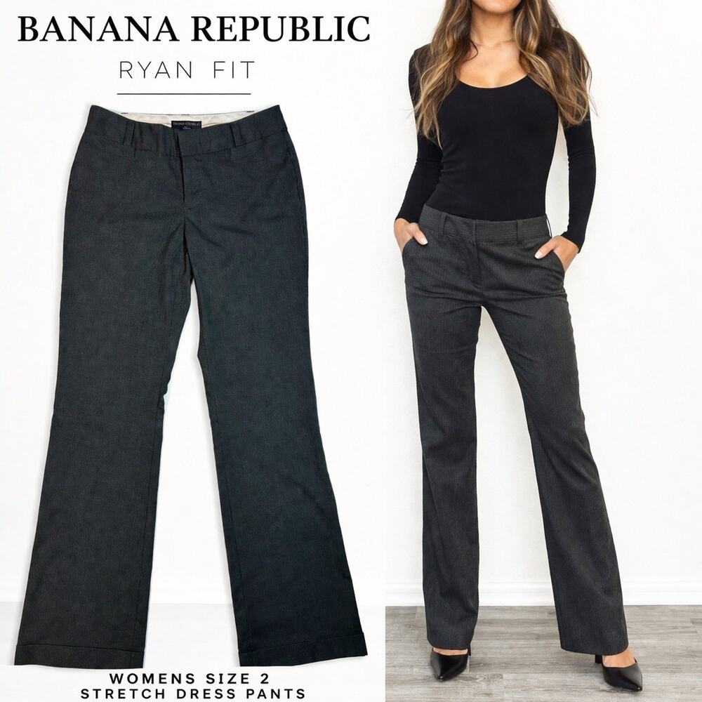 Banana Republic Ryan Fit Women’s Dress Pants Size 2 Gray Stretch Work Career